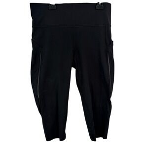 Lululemon Tight Stuff Tight Size 10 Black Mesh Running Leggings W5L77S